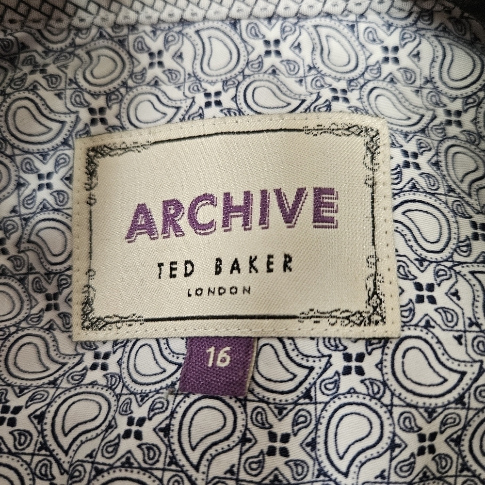 Ted Baker London Archive Men’s Blue White Striped Button Up Shirt 16 French Cuff - Picture 5 of 13